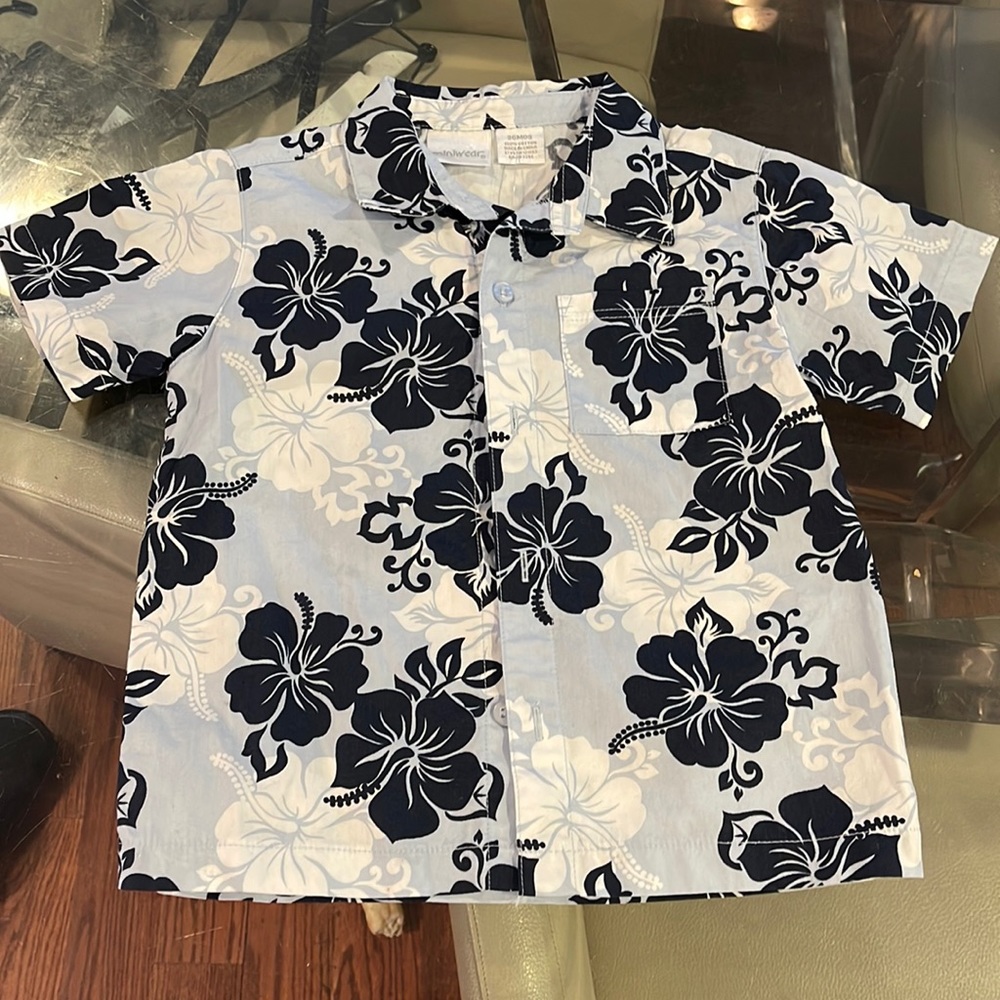 Boys 36 month floral Hawaiian style shirt nwt